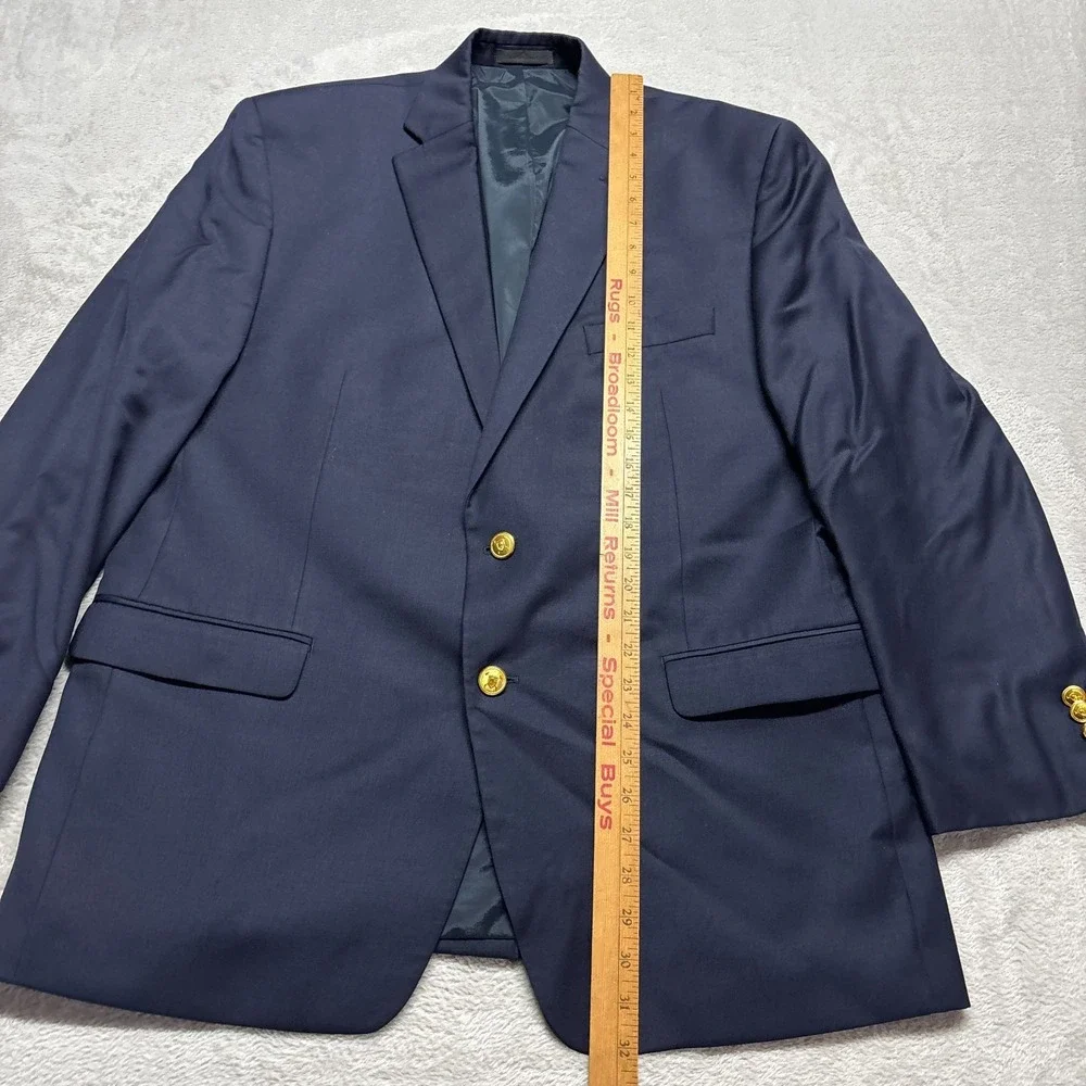 Lauren Ralph Lauren Blazer Mens 44R Navy Blue Gold Buttons Suit Jacket Wool READ